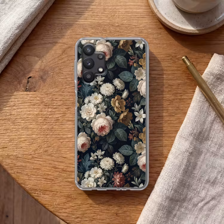 Bloemen - Boeket - Botanisch - Vintage - Donkere achtergrond Telefoonhoesje Samsung Galaxy A32 5G klein -sfeer1