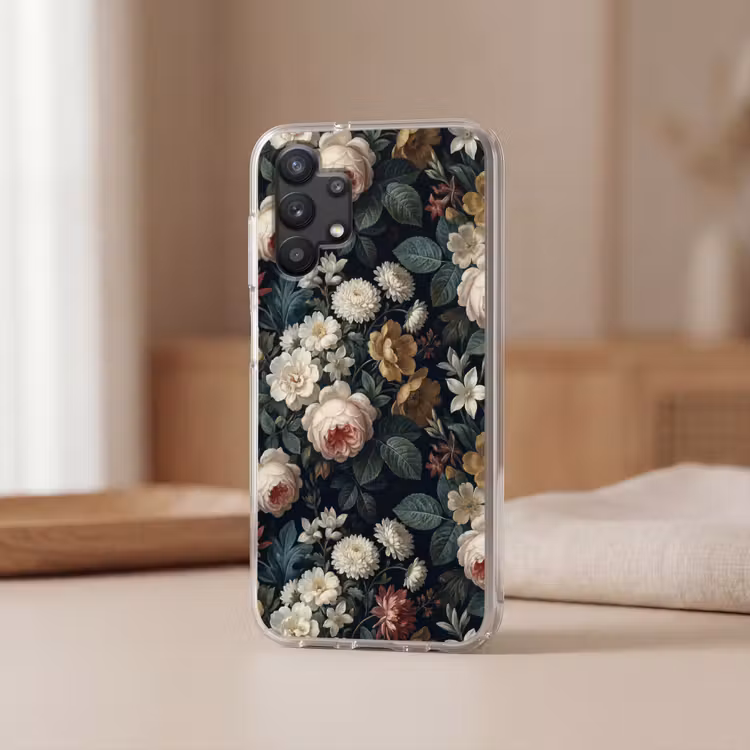 Bloemen - Boeket - Botanisch - Vintage - Donkere achtergrond Telefoonhoesje Samsung Galaxy A32 5G klein -sfeer2