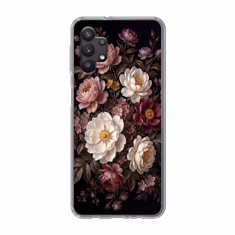 Bloemen - Boeket - Klassiek - Donker - Rood Telefoonhoesje Samsung Galaxy A32 5G klein -3d
