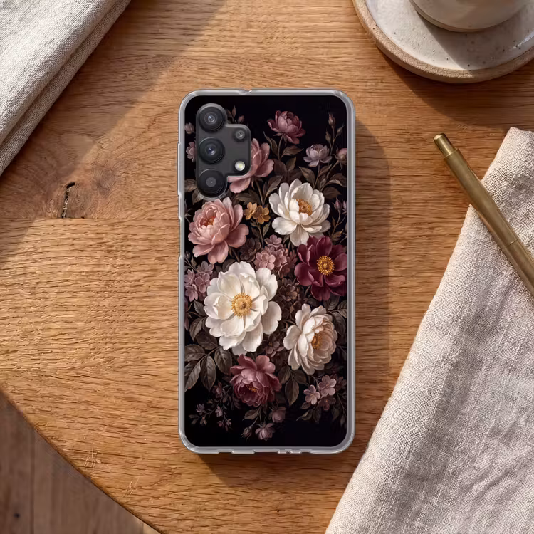Bloemen - Boeket - Klassiek - Donker - Rood Telefoonhoesje Samsung Galaxy A32 5G klein -sfeer1