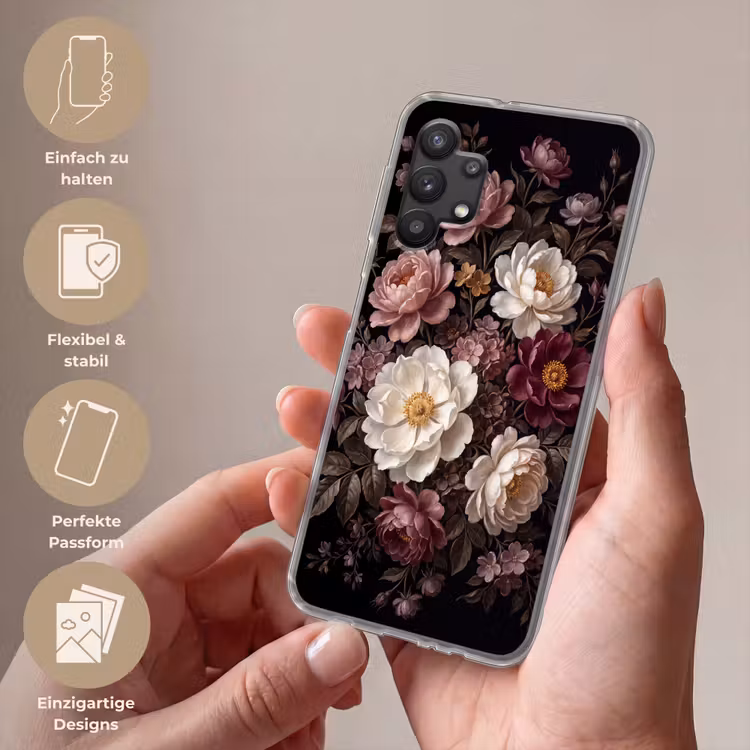 Bloemen - Boeket - Klassiek - Donker - Rood Telefoonhoesje Samsung Galaxy A32 5G klein -sfeer3_DE