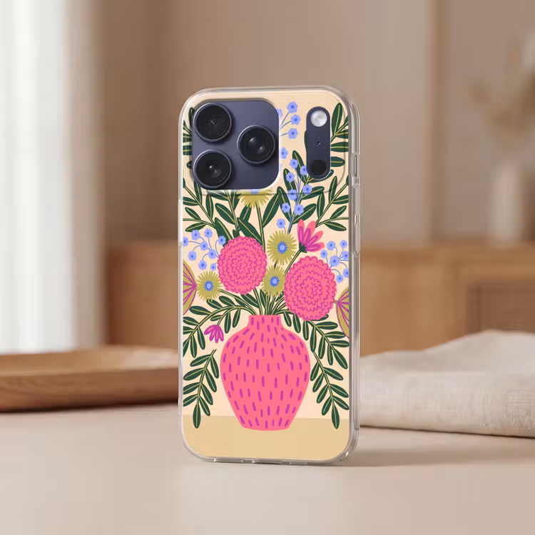Bloemen - Boeket - Natuur - Abstract - Roze Telefoonhoesje iPhone 17 Pro klein -sfeer2