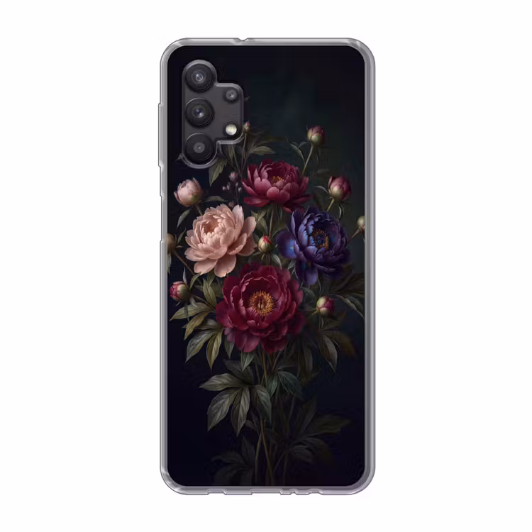 Bloemen - Boeket - Natuur - Modern - Donker Telefoonhoesje Samsung Galaxy A32 5G klein -3d
