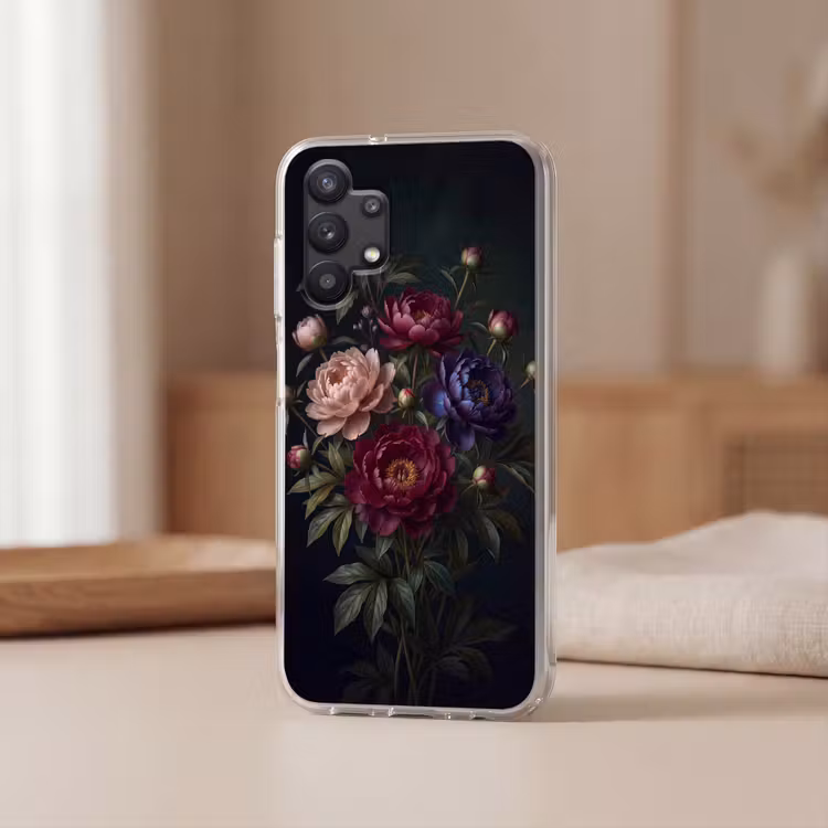 Bloemen - Boeket - Natuur - Modern - Donker Telefoonhoesje Samsung Galaxy A32 5G klein -sfeer2