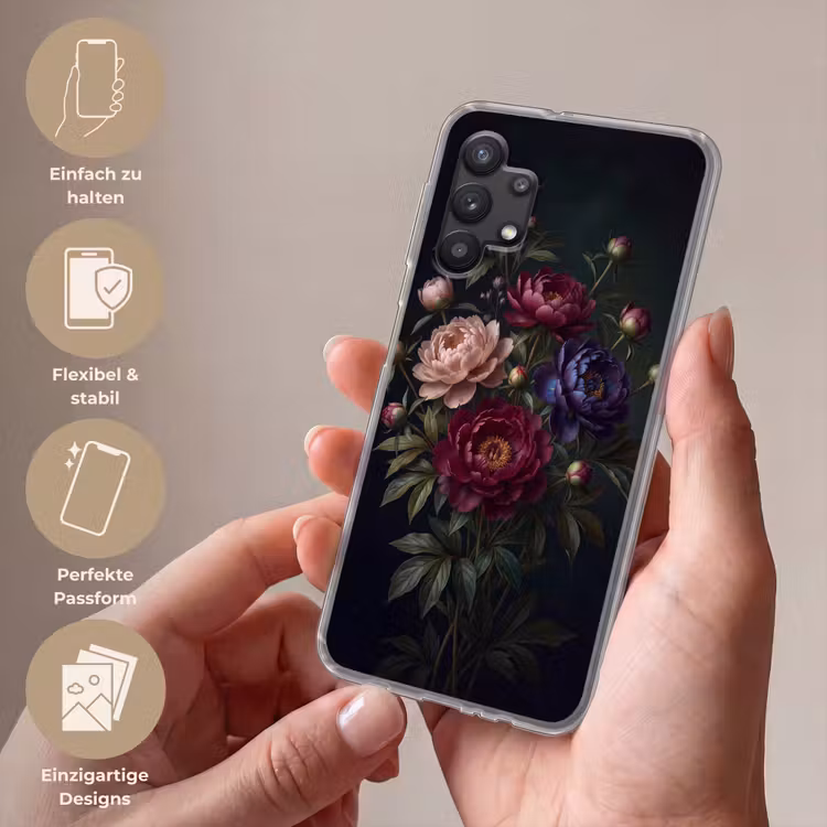 Bloemen - Boeket - Natuur - Modern - Donker Telefoonhoesje Samsung Galaxy A32 5G klein -sfeer3_DE