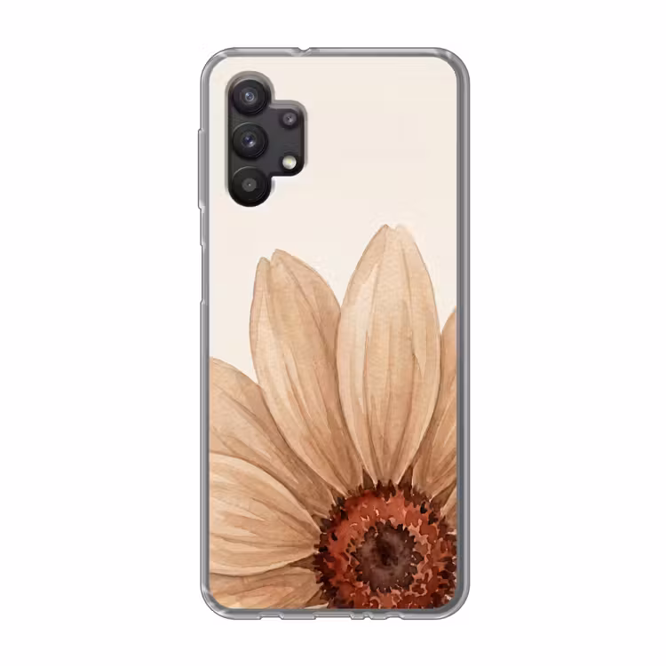 Bloemen - Bloemblad - Natuur - Aquarel - Beige Telefoonhoesje Samsung Galaxy A32 5G klein -3d