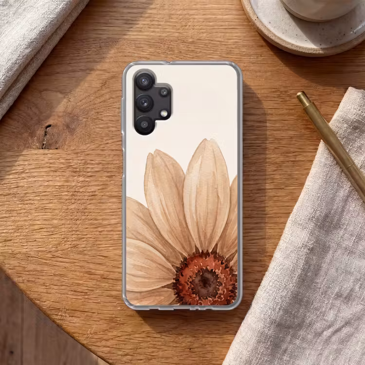 Bloemen - Bloemblad - Natuur - Aquarel - Beige Telefoonhoesje Samsung Galaxy A32 5G klein -sfeer1