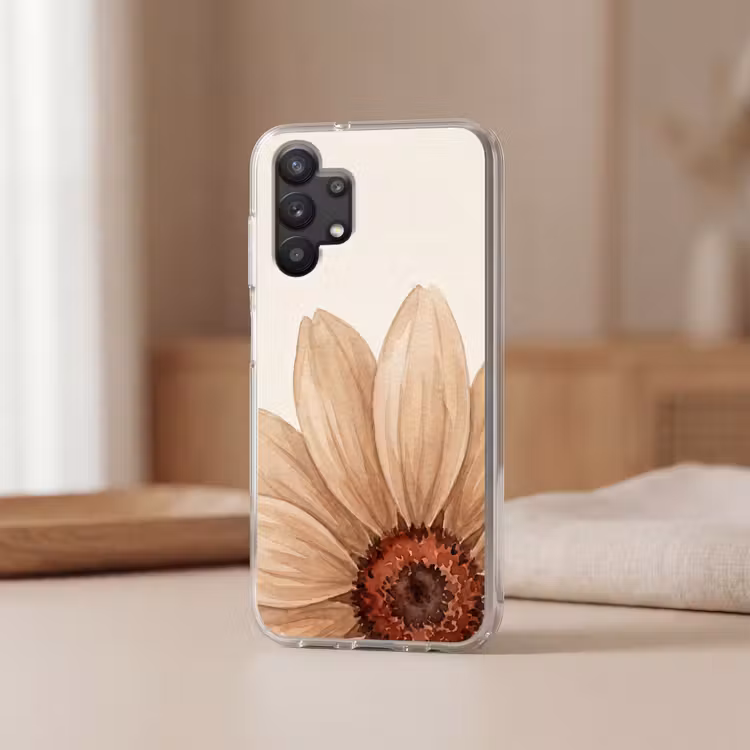 Bloemen - Bloemblad - Natuur - Aquarel - Beige Telefoonhoesje Samsung Galaxy A32 5G klein -sfeer2