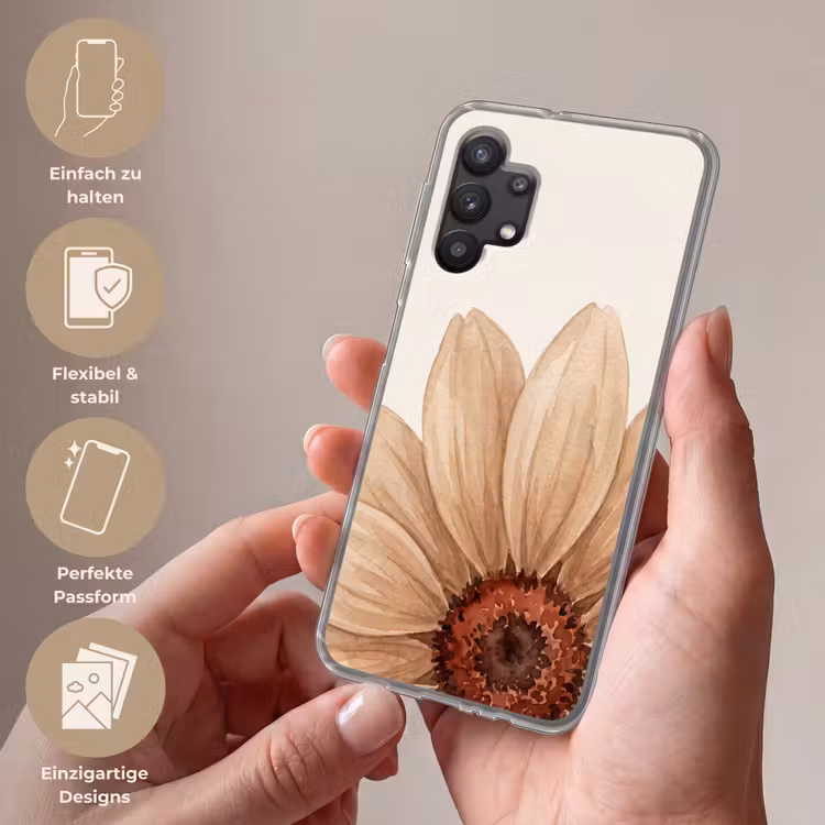 Bloemen - Bloemblad - Natuur - Aquarel - Beige Telefoonhoesje Samsung Galaxy A32 5G klein -sfeer3_DE