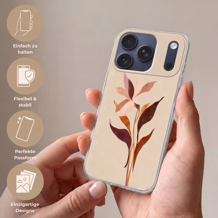 Bloemen - Blaadjes - Minimalistisch - Roze Telefoonhoesje iPhone 17 Pro klein -sfeer3_DE