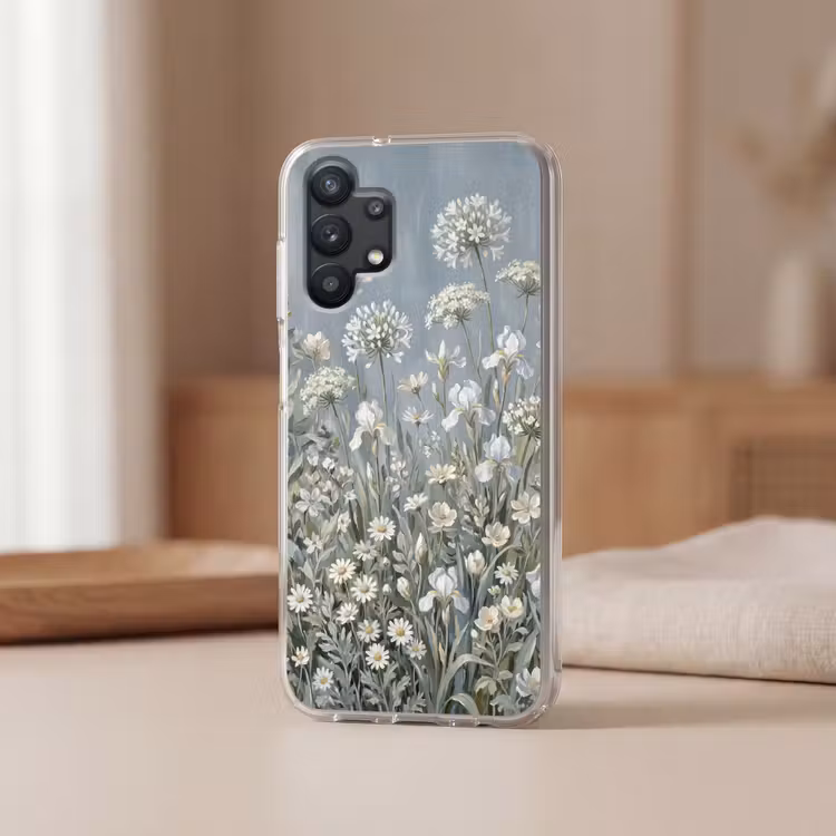 Bloemen - Botanisch - Blauw Telefoonhoesje Samsung Galaxy A32 5G klein -sfeer2