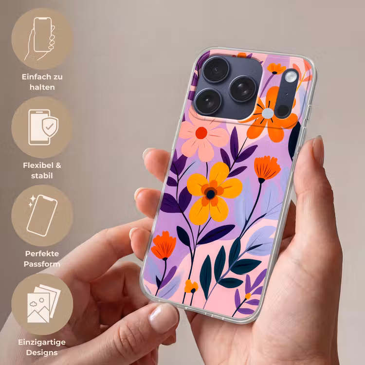 Bloemen - Kleurrijk - Bladeren Telefoonhoesje iPhone 17 Pro klein -sfeer3_DE
