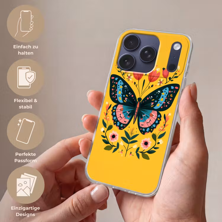 Bloemen - Kleurrijk - Vlinder - Sierlijk Telefoonhoesje iPhone 17 Pro klein -sfeer3_DE