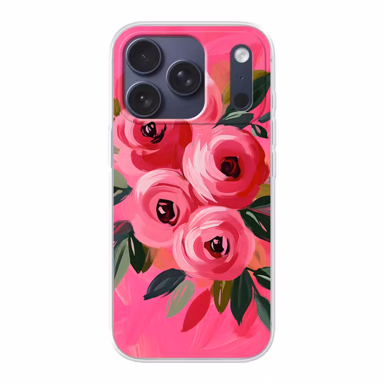 Bloemen - Verf - Roze Telefoonhoesje iPhone 17 Pro klein -3d