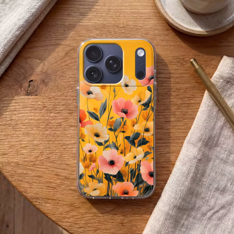 Bloemen - Veld - Geel Telefoonhoesje iPhone 17 Pro klein -sfeer1