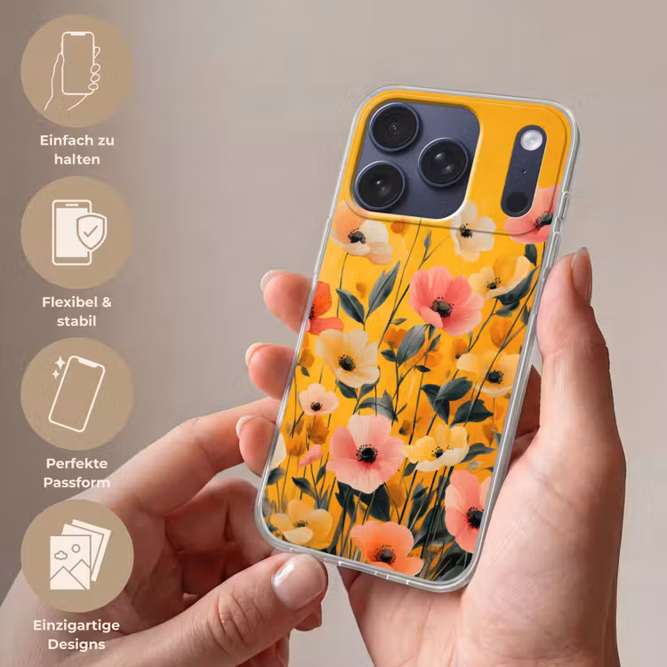 Bloemen - Veld - Geel Telefoonhoesje iPhone 17 Pro klein -sfeer3_DE