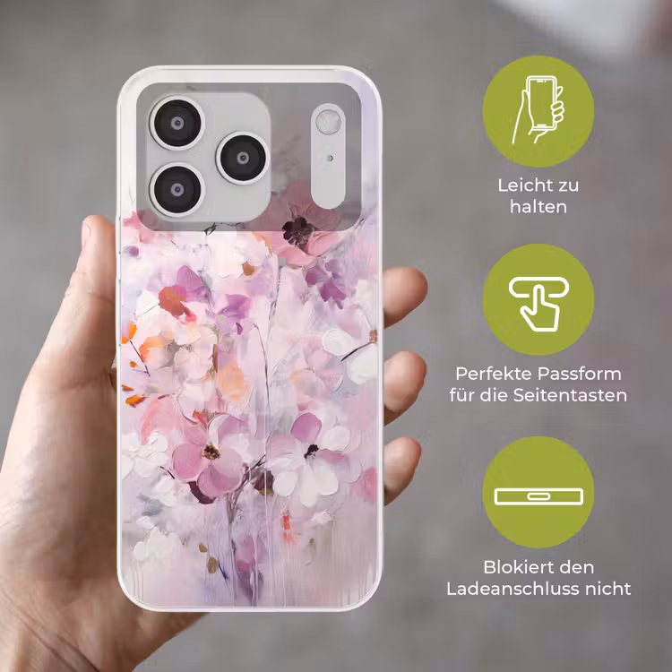 Bloemen - Lila - Watercolor - Kunst Telefoonhoesje iPhone 17 Pro klein -sfeer3_DE
