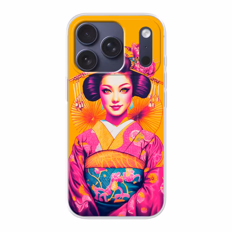Bloemen - Vrouw - Kimono - Roze Telefoonhoesje iPhone 17 Pro klein -3d