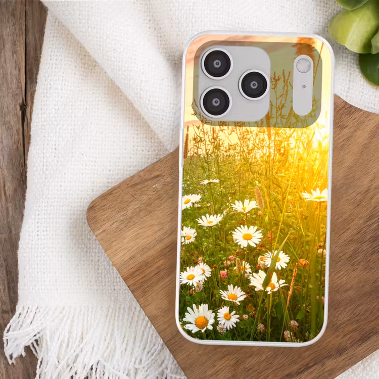Bloemen - Madelief - Natuur - Zon - Horizon Telefoonhoesje iPhone 17 Pro klein -sfeer1