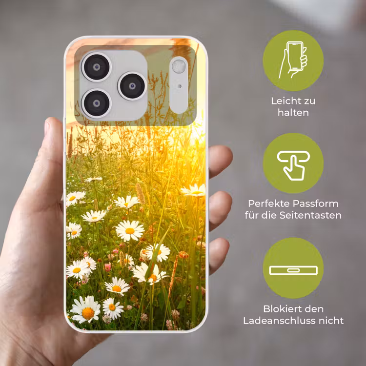 Bloemen - Madelief - Natuur - Zon - Horizon Telefoonhoesje iPhone 17 Pro klein -sfeer3_DE