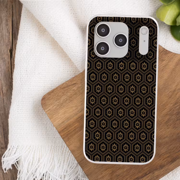Bloemen - Goud - Hexagon Telefoonhoesje iPhone 17 Pro klein 878 -sfeer1
