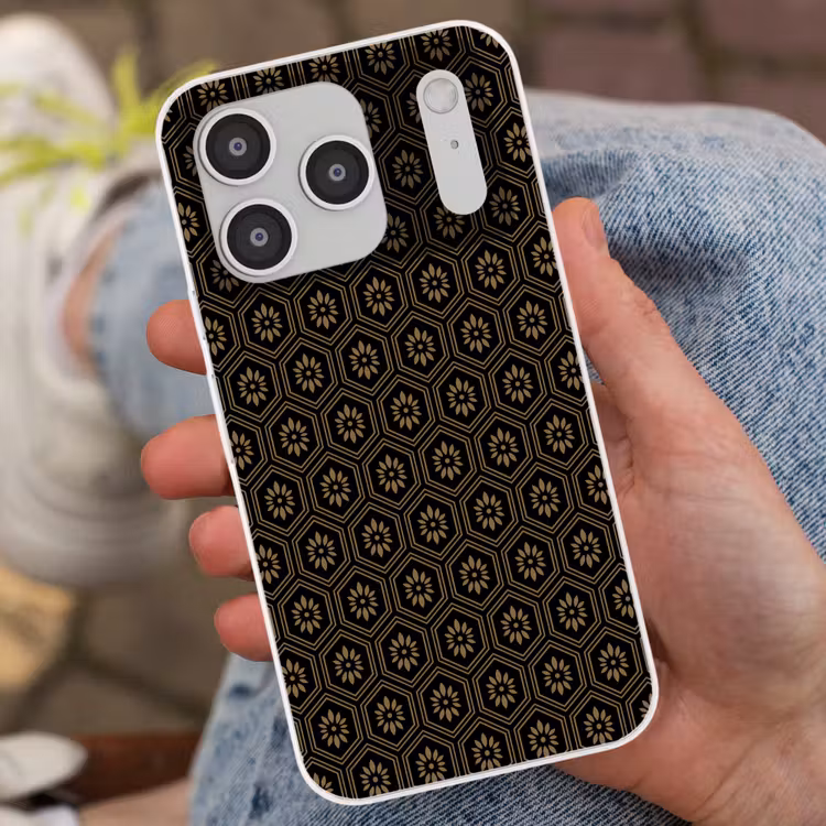 Bloemen - Goud - Hexagon Telefoonhoesje iPhone 17 Pro klein 878 -sfeer2