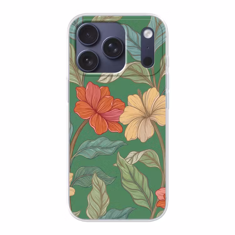 Handyhülle - Blumen – Grün – Illustration - Bloemen - Groen - Illustratie Telefoonhoesje iPhone 17 Pro klein