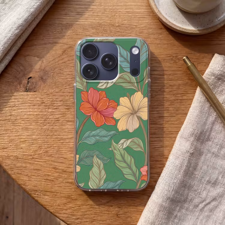 Handyhülle - Blumen – Grün – Illustration - Bloemen - Groen - Illustratie Telefoonhoesje iPhone 17 Pro klein