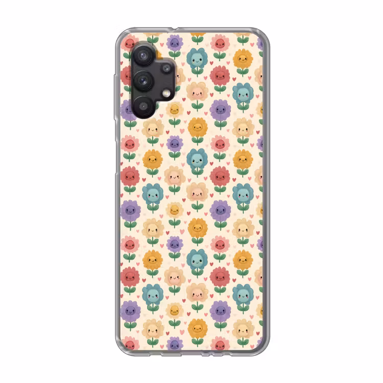 Bloemen - Hartjes - Kleurrijk Telefoonhoesje Samsung Galaxy A32 5G klein 346 -3d