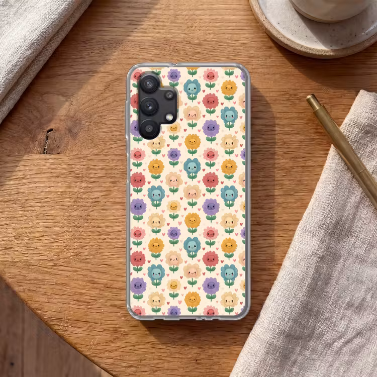 Bloemen - Hartjes - Kleurrijk Telefoonhoesje Samsung Galaxy A32 5G klein 346 -sfeer1
