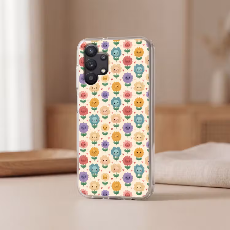 Bloemen - Hartjes - Kleurrijk Telefoonhoesje Samsung Galaxy A32 5G klein 346 -sfeer2