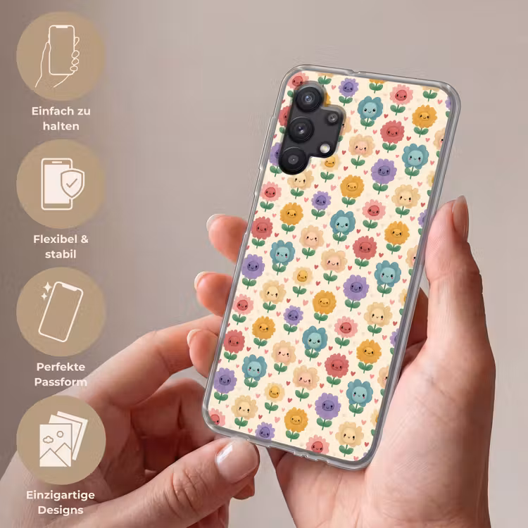 Bloemen - Hartjes - Kleurrijk Telefoonhoesje Samsung Galaxy A32 5G klein 346 -sfeer3_DE