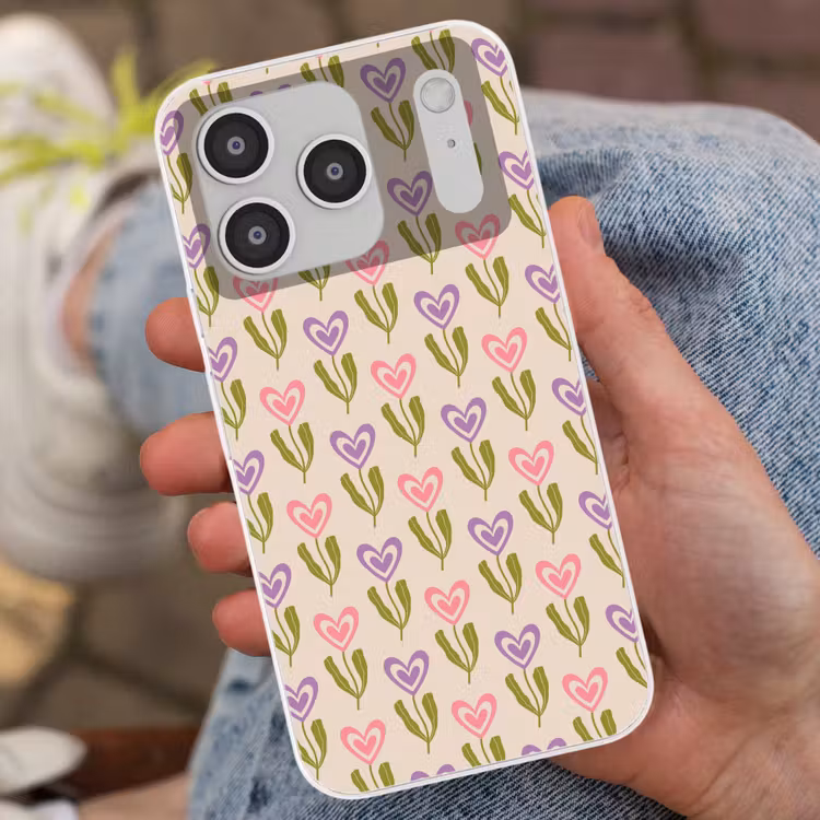 Bloemen - Hartjes - Patroon Telefoonhoesje iPhone 17 Pro klein 878 -sfeer2