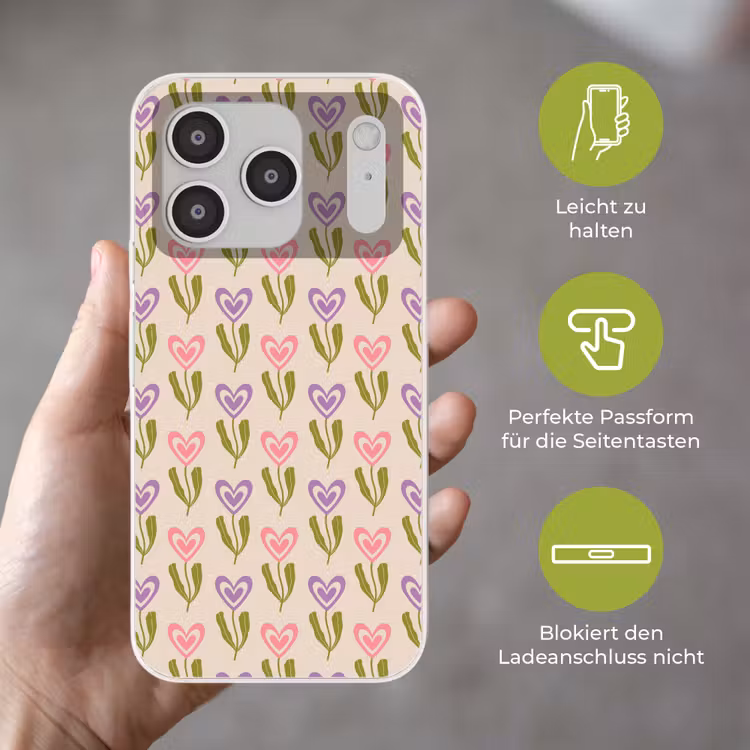 Bloemen - Hartjes - Patroon Telefoonhoesje iPhone 17 Pro klein 878 -sfeer3_DE