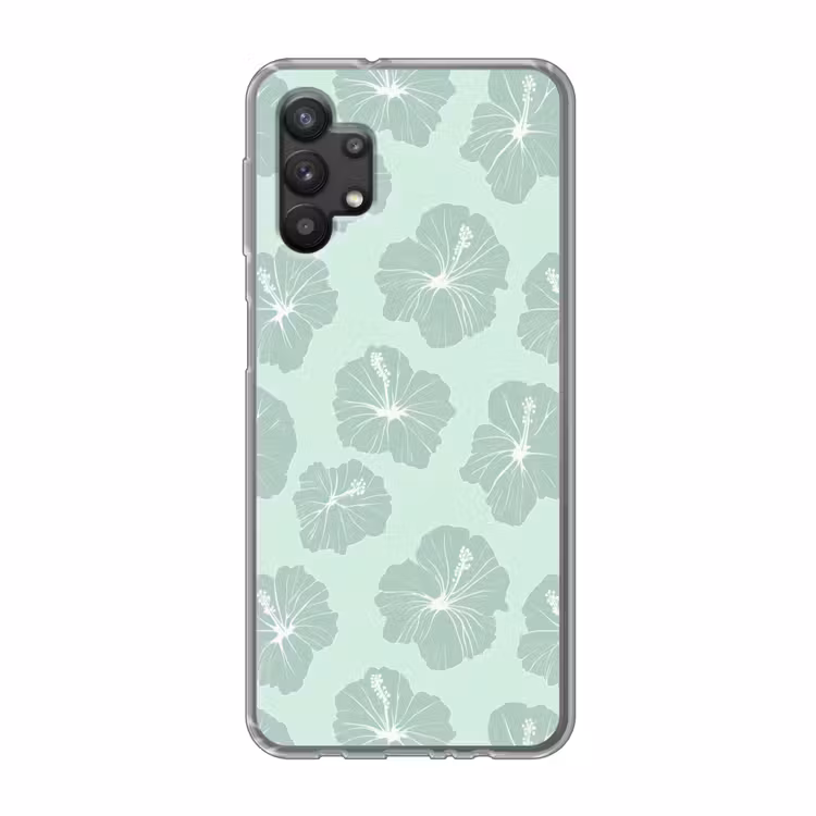 Bloemen - Hibiscus - Mint Telefoonhoesje Samsung Galaxy A32 5G klein 346 -3d