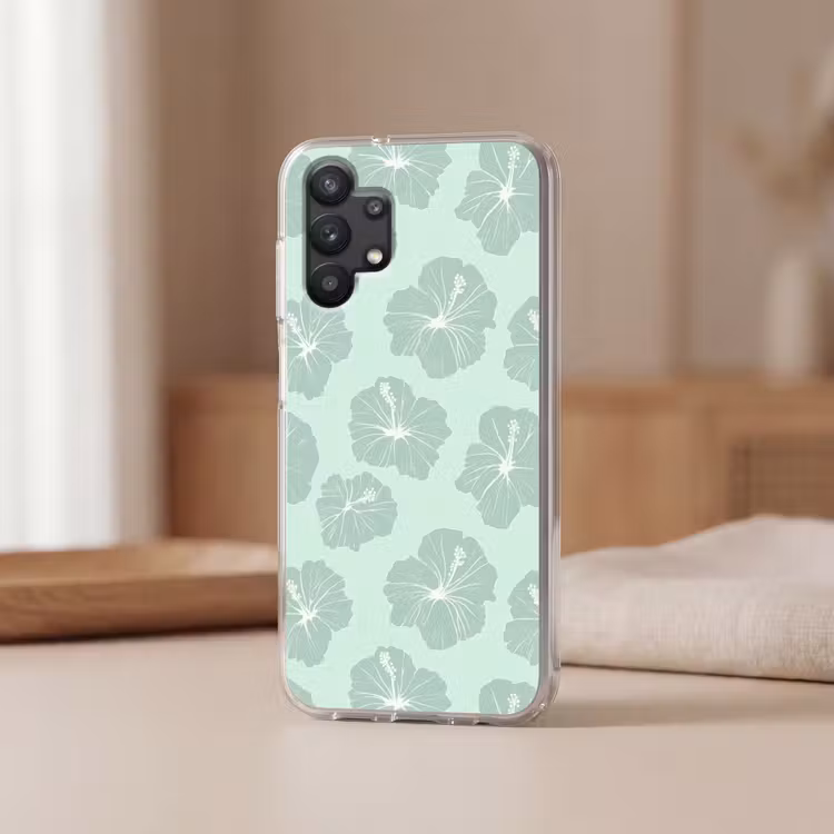 Bloemen - Hibiscus - Mint Telefoonhoesje Samsung Galaxy A32 5G klein 346 -sfeer2