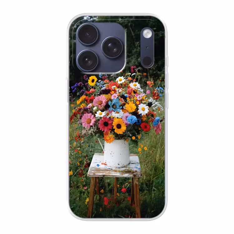 Bloemen - Krukje - Gieter - Veld Telefoonhoesje iPhone 17 Pro klein -3d