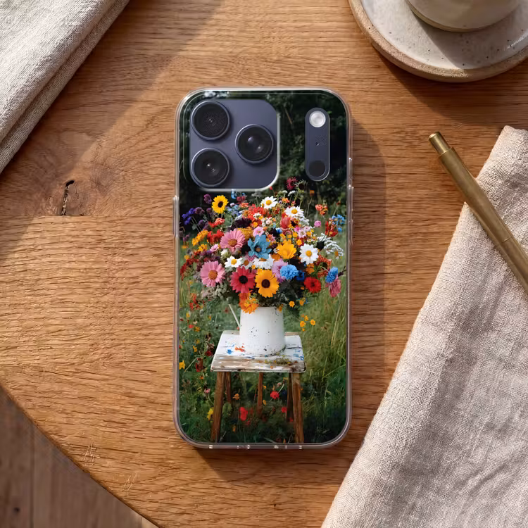 Bloemen - Krukje - Gieter - Veld Telefoonhoesje iPhone 17 Pro klein -sfeer1
