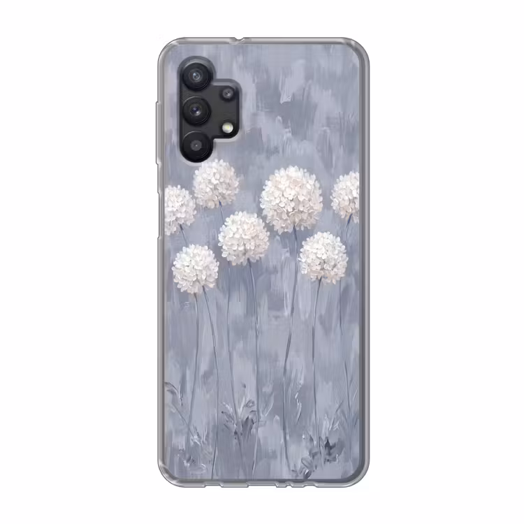 Bloemen - Illustratie - Blauw Telefoonhoesje Samsung Galaxy A32 5G klein -3d