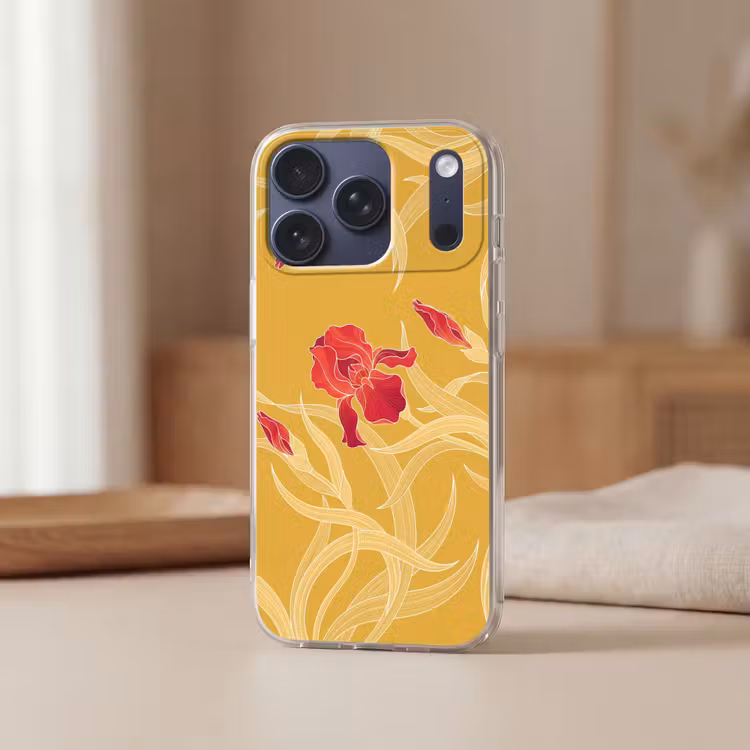 Handyhülle - Blumen – Illustration – Rot - Bloemen - Illustratie - Rood Telefoonhoesje iPhone 17 Pro klein