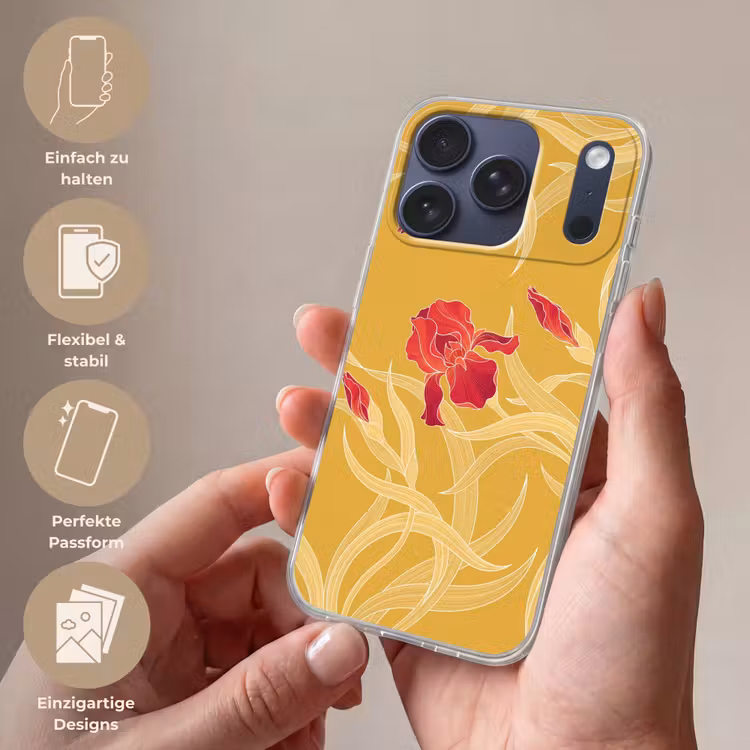 Handyhülle - Blumen – Illustration – Rot - Bloemen - Illustratie - Rood Telefoonhoesje iPhone 17 Pro klein