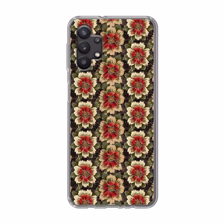 Bloemen - Klassiek - Patroon - Rood Telefoonhoesje Samsung Galaxy A32 5G klein 346 -3d