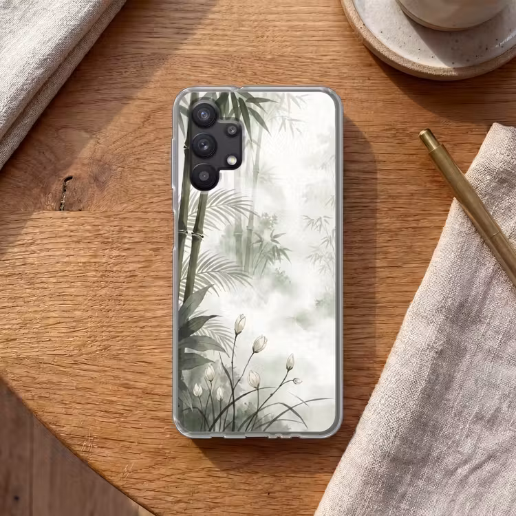 Bloemen - Knop - Tuin - Illustratie - Wit Telefoonhoesje Samsung Galaxy A32 5G klein -sfeer1