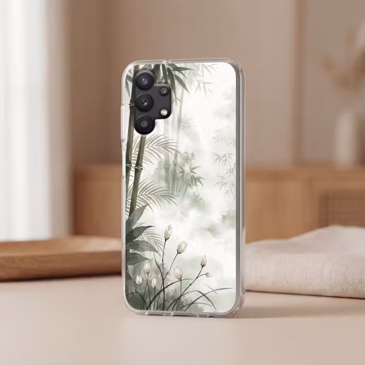 Bloemen - Knop - Tuin - Illustratie - Wit Telefoonhoesje Samsung Galaxy A32 5G klein -sfeer2