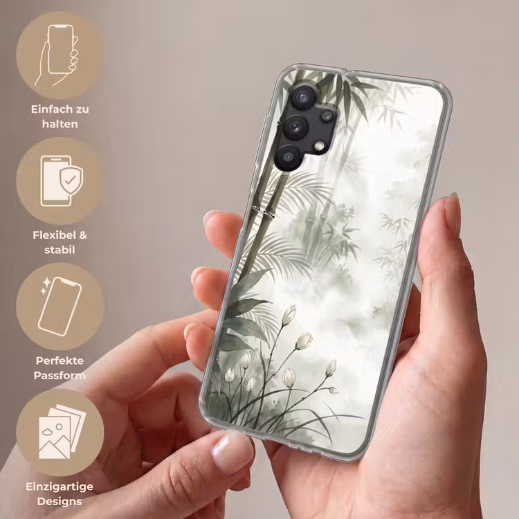Bloemen - Knop - Tuin - Illustratie - Wit Telefoonhoesje Samsung Galaxy A32 5G klein -sfeer3_DE