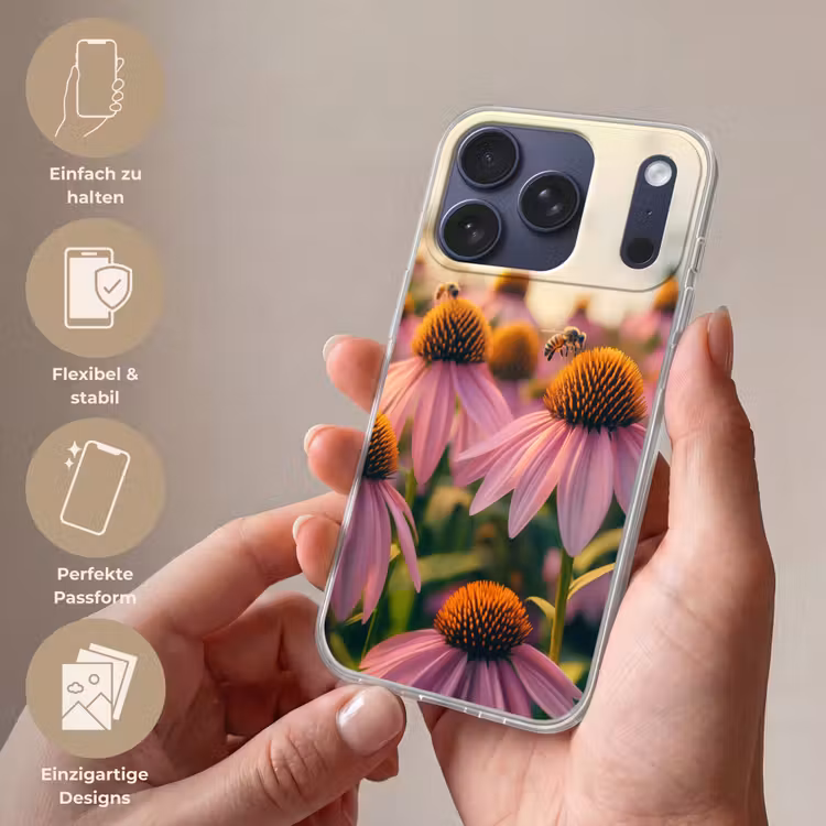 Bloemen - Paars - Bijen Telefoonhoesje iPhone 17 Pro klein -sfeer3_DE