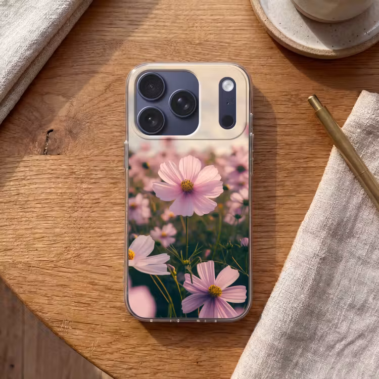 Bloemen - Paars - Wazig Telefoonhoesje iPhone 17 Pro klein -sfeer1