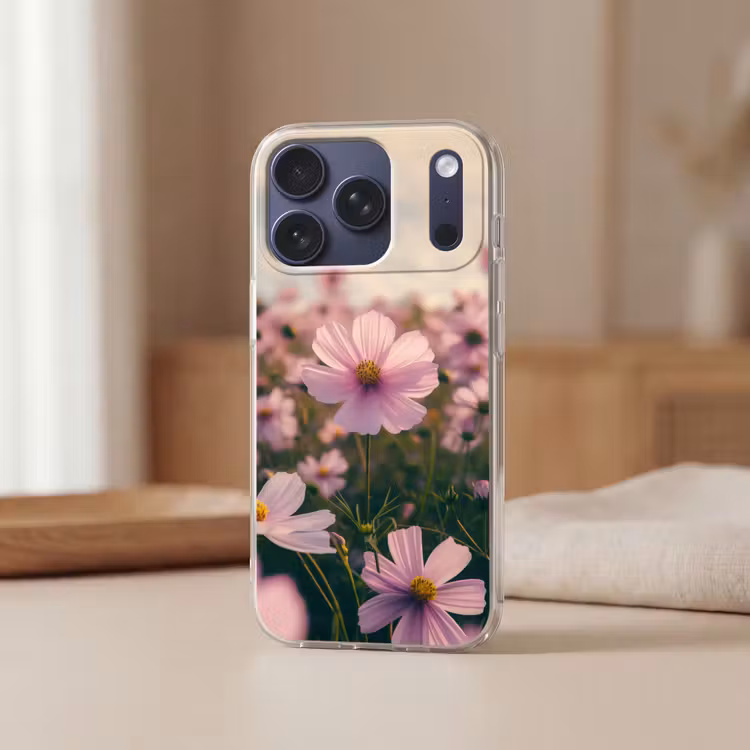 Bloemen - Paars - Wazig Telefoonhoesje iPhone 17 Pro klein -sfeer2