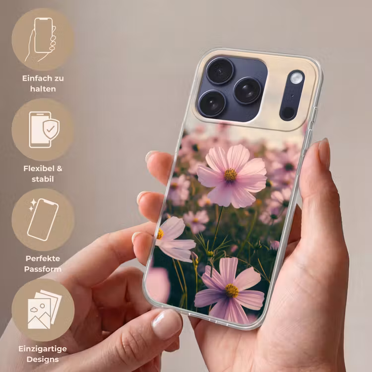 Bloemen - Paars - Wazig Telefoonhoesje iPhone 17 Pro klein -sfeer3_DE