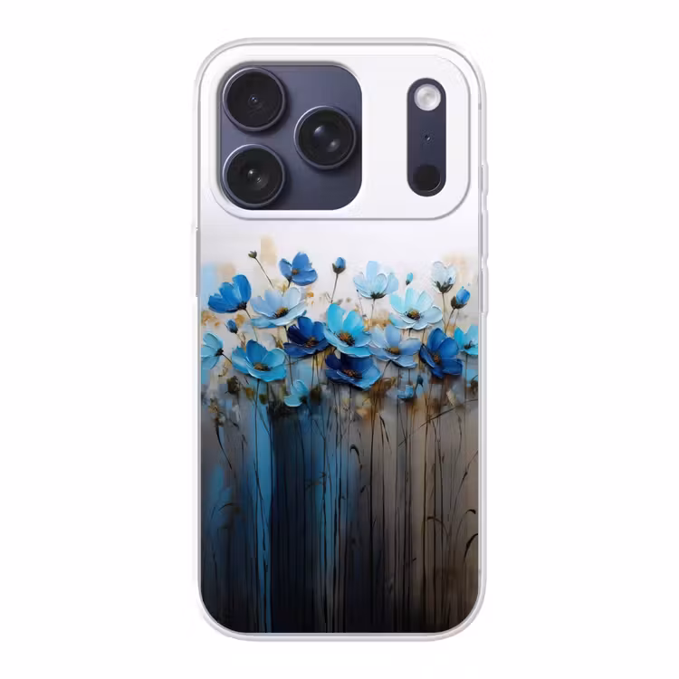 Bloemen - Schilderij - Blauw Telefoonhoesje iPhone 17 Pro klein -3d